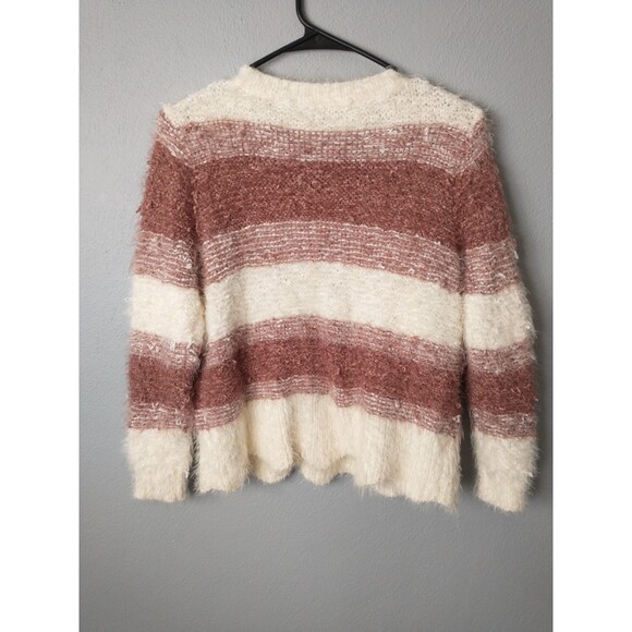 DayTrip Distressed Striped Fuzzy Sweater Sz S - Picture 6 of 7